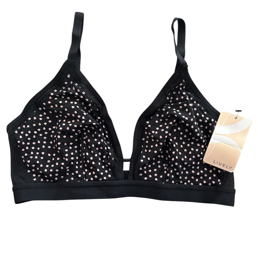 Lively Black and light Pink polka dot Bralette size 2